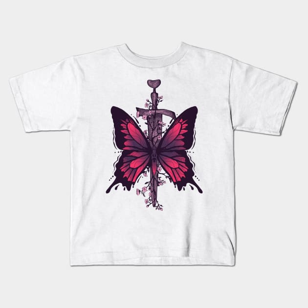 Butterfly Dagger Kids T-Shirt by Jess Adams